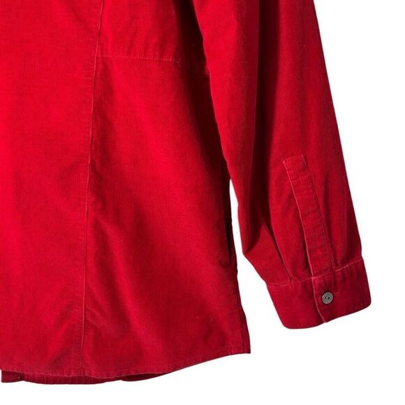 J. Jill M red corduroy fine wale cotton soft button front long sleeve tunic shir - Picture 6 of 11